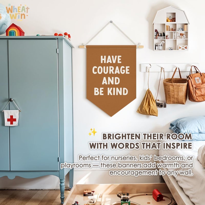 Wheatwin Classroom Motivational Have Courage and Be Kind Wall Hanging Pennant Flag Banner, Inspirational Wall Decor for Kids Toddler Nursery Bedroom Playroom 15x11 Inch - Image 3